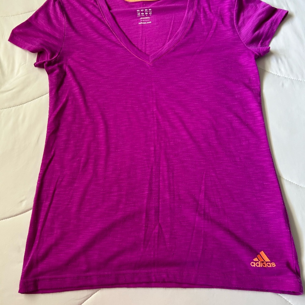 Adidas Women's Vibrant Purple V-Neck Tee